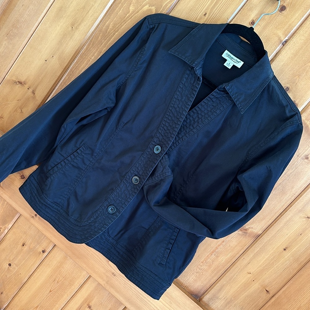 Coldwater Creek Small Black Dress casual jacket v neck 3 button